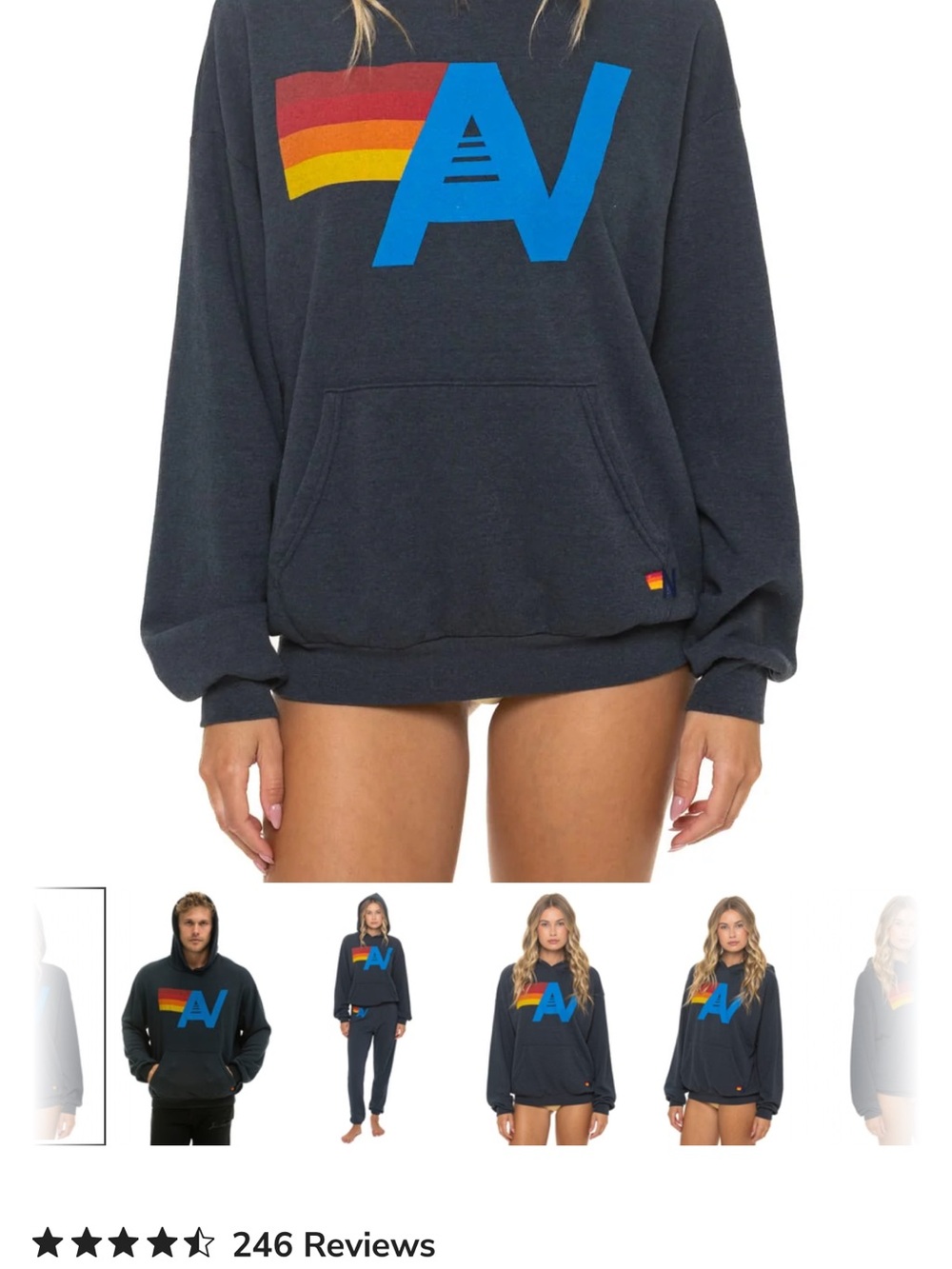 Aviator Nation charcoal Hoodie & Joggers Set with Rainbow Stripes